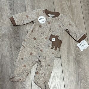 Child of Mine Beige Starry Bear Footie